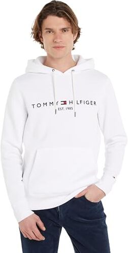 Tommy Hilfiger Logo Hoody Felpa, White, XXL Uomo