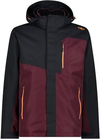 CMP , Giacca Uomo Zip Hood Staccabile Inn.Jacket, Antracite-Burgundy, 46