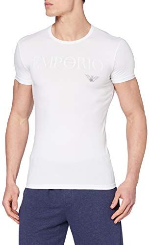 Emporio Armani Uomo Crew Neck T-shirt Essential Megalogo Maglietta, Bianco, M