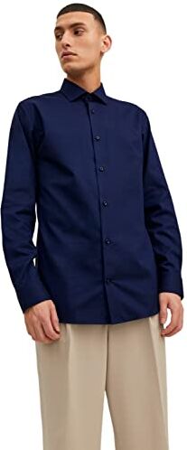 Jack & Jones Camicia classica maniche lunghe, chiusura con bottoni, vestibilità slim. Blu