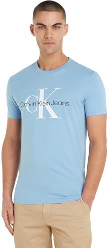 Calvin Klein Men's SEASONAL MONOLOGO TEE S/S T-Shirts, Dusk Blue, XXL