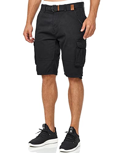 Indicode Uomini Monroe Cargo Shorts   Bermuda Pantaloncini Cargo Inclusa Cintura in Cotone Black 3XL