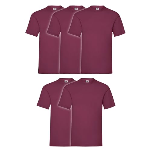 Fruit of the Loom Valueweight Maglietta a maniche corte, confezione da 5 pezzi, taglia: S, colore: rosso bordeaux