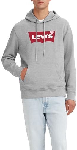 Levis Standard Graphic Sweatshirt, Felpa con Cappuccio Uomo, Logo Two Color Heather Gray, L