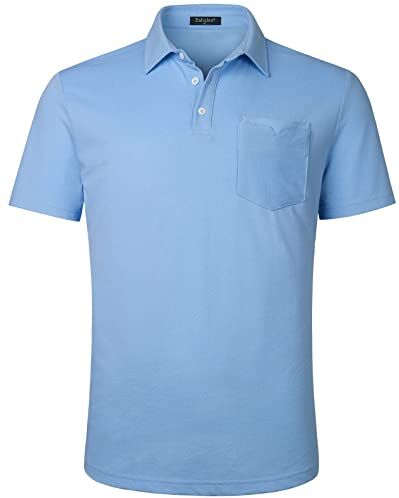 Enlision Polo Azzurro Uomo Manica Corta Elegante Magliette Polo Golf Estiva Casual Polo T-Shirt Business con Tasca Regolare L