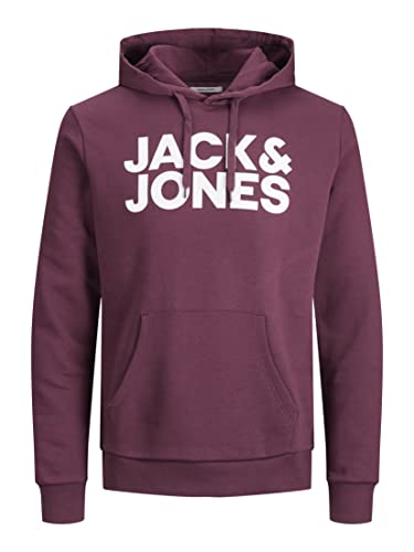 Jack & Jones Felpa con cappuccio da uomo con logo Corp, Port Royale/Print White, XL