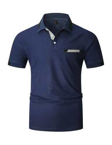 LIUPMWE Polo Uomo Manica Corta Elegante Estiva Polo Casual Golf Business Polo T-Shirt con Tasca Magliette M-3XL,Blu 02,M