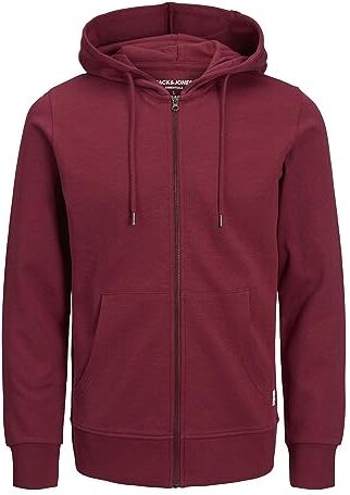 Jack & Jones Jjebasic Sweat Zip Hood Noos Felpa Sportiva con Cappuccio, Rosso (Rhododendron), L Uomo