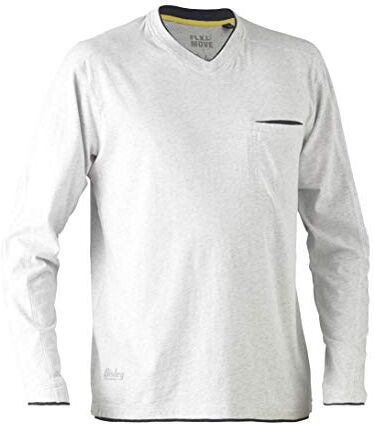 Bisley Workwear Flex & Move Maglietta a maniche lunghe con scollo a V, taglia 2XL, colore: grigio