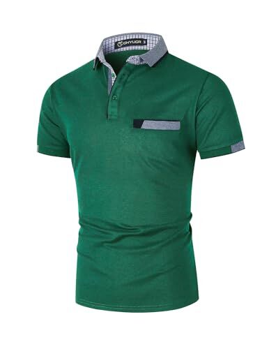 GHYUGR Elegante Polo da Uomo Manica Corta T Shirt Cotone Cucitura Classica Maglietta Commerciale Camicia per L'Ufficio (XXL, Verde)