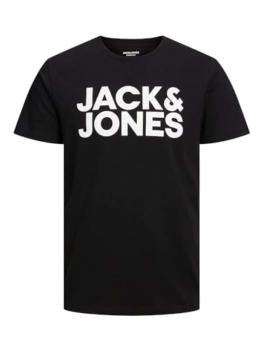 Jack & Jones JJECORP LOGO TEE SS O-NECK NOOS, T-Shirt Uomo, Nero (Black Fit:Slim/Large Print/White), L