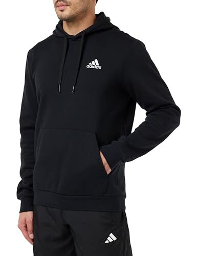 Adidas Essentials Fleece Felpa da Uomo, Black / White, M