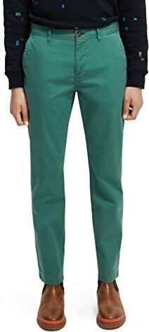 Scotch & Soda Essentials Stuart-Organic Cotton Stretch Twill Chino, Pantaloni Chino, da uomo, verde Preppy Green 4859, 29/34