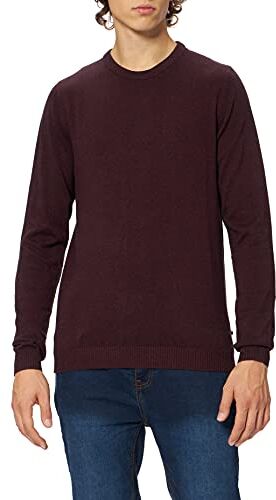 Jack & Jones Jjebasic Knit Crew Neck Noos Felpa, Rosso (Port Royale Detail:Twisted with Black), Medium Uomo