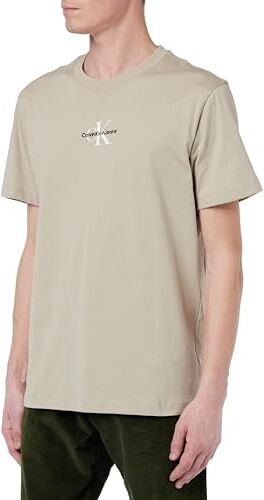 Calvin Klein Monologo Regular Tee J30j323483, Maglia A Maniche Corte Uomo, Beige (Plaza Taupe), XL