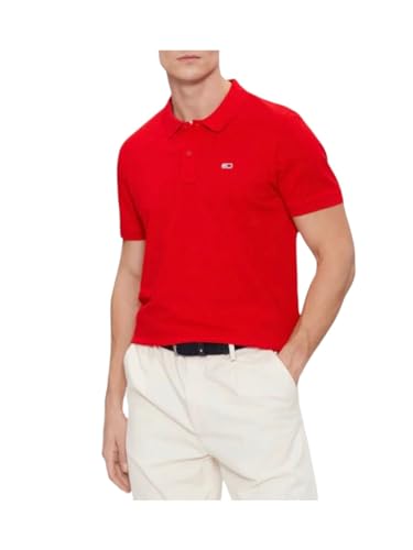 Tommy Jeans Maglietta Polo Maniche Corte Uomo Slim Fit, Rosso (Deep Crimson), XL
