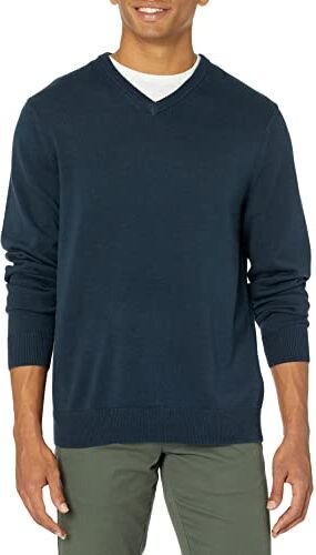 Amazon Essentials Maglione con Scollo a V (Disponibile in Taglie Extra Forti) Uomo, Blu Marino, XS