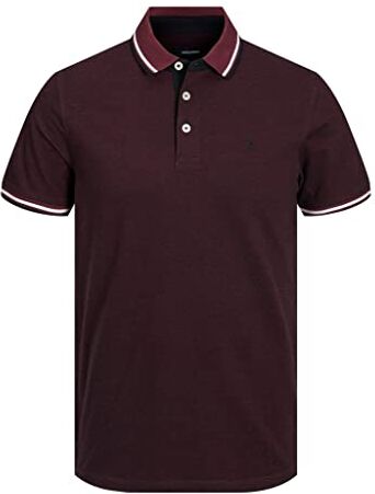 Jack & Jones Jjepaulos Polo Ss Noos, Maglietta Uomo, Rosso (Port Royale Detail:play 1/Slim Fit), S