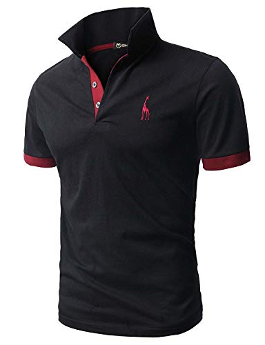 GHYUGR Polo Uomo Basic Manica Corta Tennis Golf T-Shirt Ricami Fulvi Maglietta Poloshirt Camicia,Nero,M