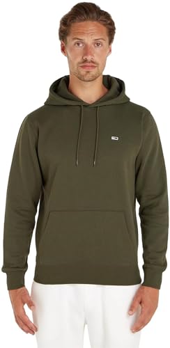 Tommy Jeans Felpa Uomo Regular Fleece con Cappuccio, Verde (Drab Olive Green), S