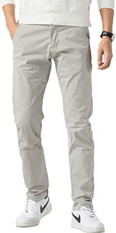 TONY BACKER Pantaloni Casual Elasticizzati Uomo Pantaloni Cargo da Uomo Pantalone in Cotone Leggero Uomo Cargo (IT, Misura del girovita, 48, Regular, Regular, Grigio)