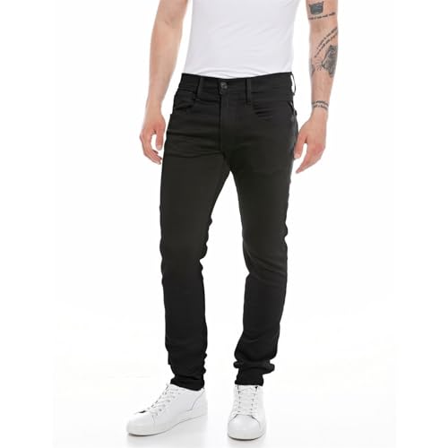 Replay Jeans Hyperflex Slim-Fit Anbass da Uomo con Elasticità, Nero (Nero 098), 32W / 32L