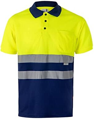 Velilla 173 Polo Bicolore Manica Corta AV, Colore Blu e Giallo Fluoro, Taglia S