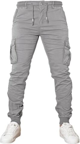 Toocool Pantaloni Uomo Cargo Militari tasconi Laterali Casual Cotone G6538 [36/tg 50,G6601 Estivo Grigio]