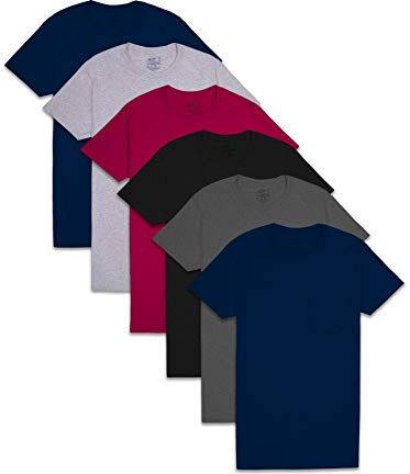 Fruit of the Loom T-Shirt Tascabile Multipack Intimo, Maglietta-Confezione da 6-Nero/Grigio, XL Uomo