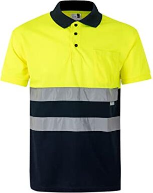 Velilla 173; Polo Bicolor Manica Corta AV; Colore Blu Marino e Giallo Fluoro; Taglia M, Blu marino e giallo fluoro, M