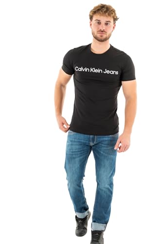 Calvin Klein Core INSTITUTIONAL Logo Slim Tee  Magliette a Maniche Corte, Nero (CK Black), S Uomo