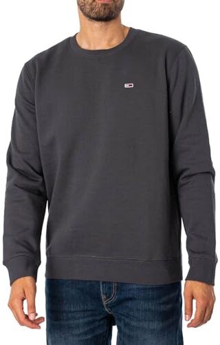 Tommy Jeans Felpa Uomo Regular Fleece C Neck senza Cappuccio, Grigio (New Charcoal), XS