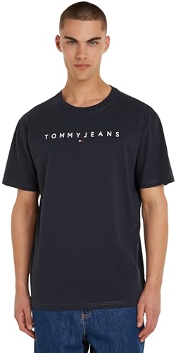 Tommy Hilfiger Tjm Reg Linear Logo Tee Ext  Magliette a Maniche Corte, Blu (Dark Night Navy), S Uomo
