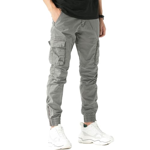 Toocool Pantaloni Uomo Cargo Militari tasconi Laterali Casual Cotone G6538 [34/tg 48,F7210 Estivo Grigio]