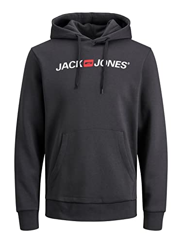 Jack & Jones Felpa con Cappuccio da Uomo con Logo, Grigio (Asfalto/Reg Fit), XXXL