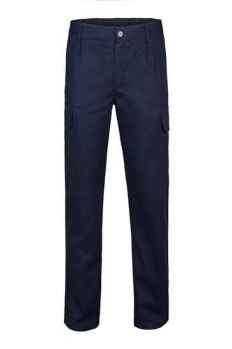 Velilla Pantalone 100% cotone multitaschette, colore blu navy, taglia 54