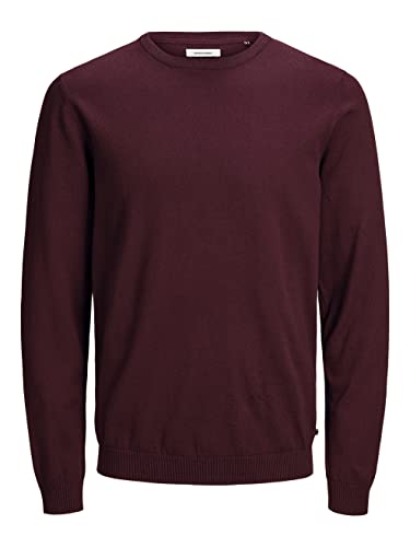 Jack & Jones Jjebasic Knit Crew Neck Noos Pullover da Uomo, Rosso (Port Roeale), XS