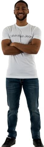 Calvin Klein Core INSTITUTIONAL Logo Slim Tee  Magliette a Maniche Corte, Bianco (Bright White), L Uomo