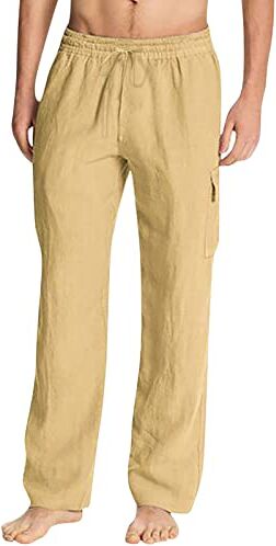 Daikascbny Pantaloni Uomo Estivi Elasticizzati Corsa per il Tempo Libero Taglia Forti con Tasche Traspirante Leggere Casual Coullise in Vita per Attività All'Aria Aperta Sportivo Pantaloni Lino