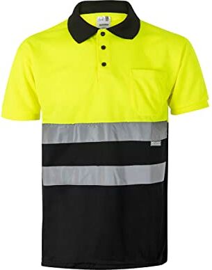 Velilla 173; Polo Bicolor Manica Corta AV; Colore Nero e Giallo Fluoro; Taglia XL