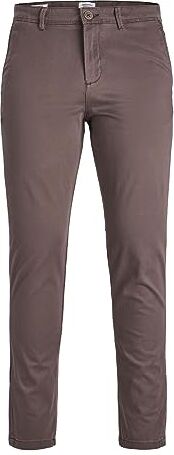 Jack & Jones Pantalone Chino Uomo, con Elastico, Taglio Conico, Aderente, Look Slim Fit, Modello JPSTMARCO JJBOWIE., Colore:Bruno, Taglia Pantalone:28W / 32L, Lunghezza della Gamba:L32