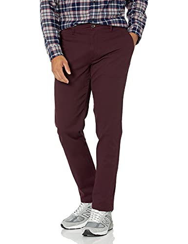 Amazon Essentials Pantaloni Chino Elasticizzati Casual vestibilità Skinny Uomo, Bordeaux, 35W / 32L