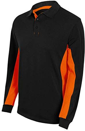 Velilla 105514; polo bicolore manica lunga; colore nero e arancio; taglia XL