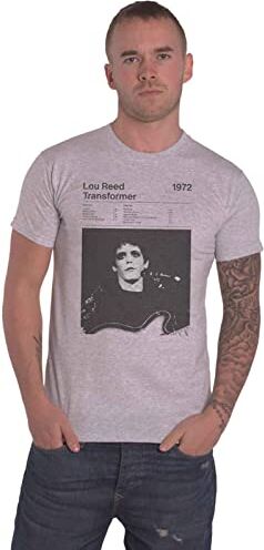 Rocks-Off Lou Reed T Shirt Transformer Track List Nuovo Ufficiale Uomo Marl Grigio Size S