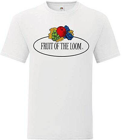 Fruit of the Loom Maglietta iconica 150 con logo vintage sul petto, Bianco – Logo vintage grande, L