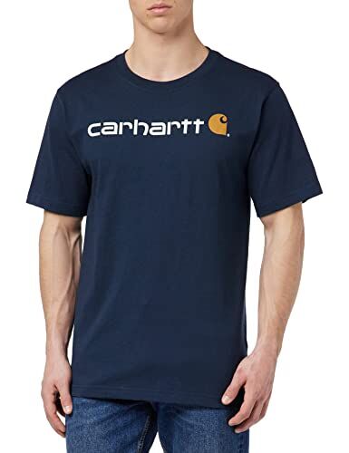 Carhartt T-Shirt Pesante, Vestibilità Comoda, Manica Corta, Grafica Del Logo, Uomo, Blu (Navy), L