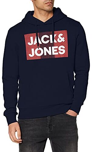 Jack & Jones Jjecorp Logo Sweat Hood Noos Felpa, Blu (Navy Blazer/Play Reg), S Uomo