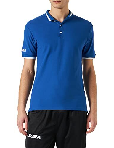 Legea Polo Dacca, T-Shirt Unisex, Azzurro/Bianco, XL