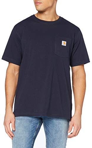 Carhartt T-Shirt Pesante K87 Con Taschino, Vestibilità Comoda, Manica Corta, Uomo, Blu (Navy), XL