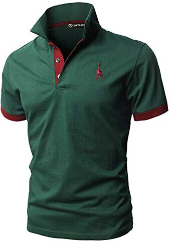 GHYUGR Polo Uomo Basic Manica Corta Tennis Golf T-Shirt Ricami Fulvi Maglietta Poloshirt Camicia,Verde,L